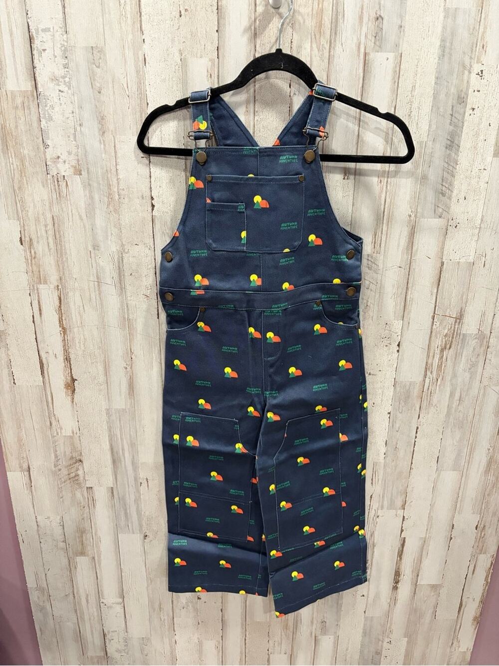 New The Sunday Collective Utility Overalls 6-7 Blue Autumn Adventure